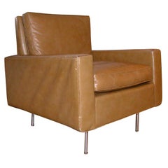 Vintage Leather and chrome lounge chiar by Florence Knoll