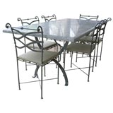 Dante Negro Marble Dining Table with Iron Trestle Base