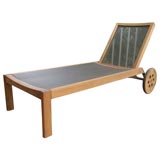 Teak and Metal Chaise Lounge