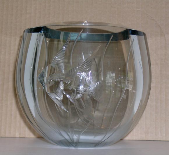 Mid-20th Century Glass Angelfish Vase by Stromberg
