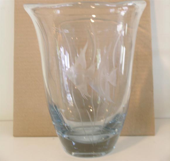 Swedish Glass Angelfish Vase by Stromberg