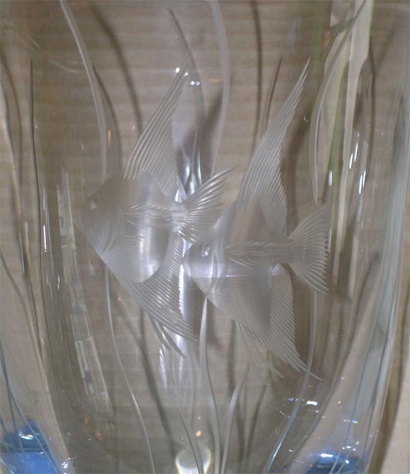Glass Angelfish Vase by Stromberg In Excellent Condition In Southampton, NY