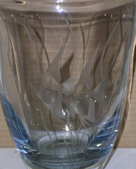 Mid-20th Century Glass Angelfish Vase by Stromberg