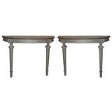 Pair French Demilune tables.