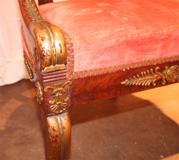 Fine French Empire Mahognay And Ormolu Tub Chair 1