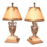 Italian Silver Gilt Urns Converted Into Small Lamps