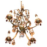 French Tole And Crystal Chandelier