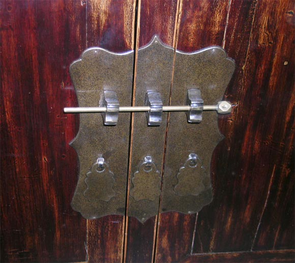 Chinese 19th Century Qing Dynasty Southern Elm Buddhist Cabinet in Original Lacquer For Sale
