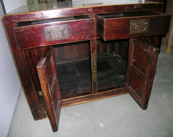 19th Century Qing Dynasty Southern Elm Buddhist Cabinet in Original Lacquer In Excellent Condition For Sale In East Hampton, NY