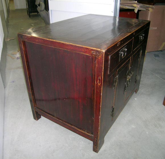 19th Century Qing Dynasty Southern Elm Buddhist Cabinet in Original Lacquer For Sale 1