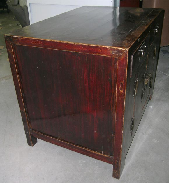 19th Century Qing Dynasty Southern Elm Buddhist Cabinet in Original Lacquer For Sale 2