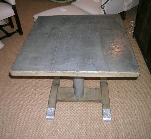 French Hammered Metal Top Table