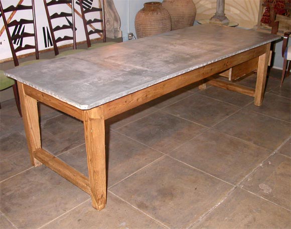 Zinc Top Pine Florist Table