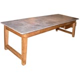 Antique Zinc Top Pine Florist Table