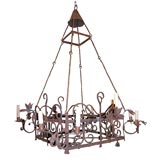 Antique FRENCH WROUGHT IRON CHANDELEIR
