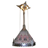 Antique A Hammered Nickel Amsterdam School Hanging Light Fixture