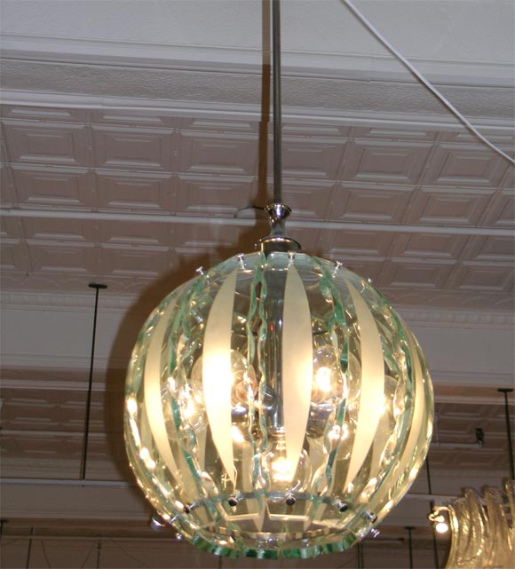 A Crystal Ball Hanging Light Fixture by Fontana Arte