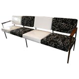 Vintage Patent Leather and Crewel Seating Unit