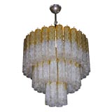 Chandelier with suspended glass tubes, Murano Italy