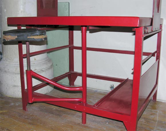 French Metal Desk with Storage Rack Postal Desk, circa 1920 Made in France