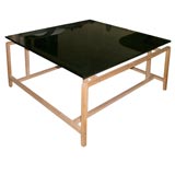 Danish Oak Coffee Table with Smoked Glass Top