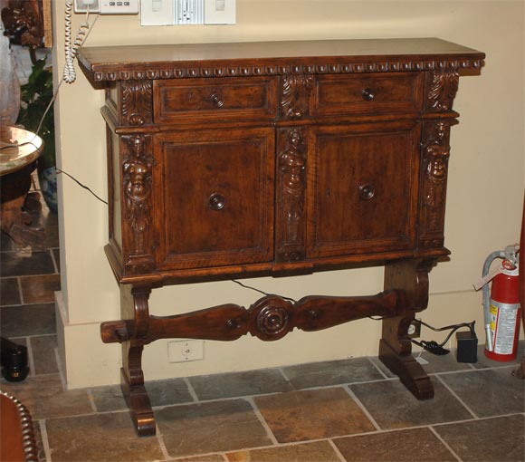 Italian baroque walnut cabinet on stand