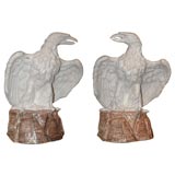 Pair of French glazed terra cotta eagles