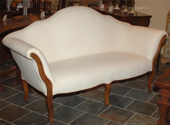 Italian provincial carved walnut sofa