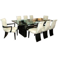 James Mont Greek Key Dining Table and 8 Chairs