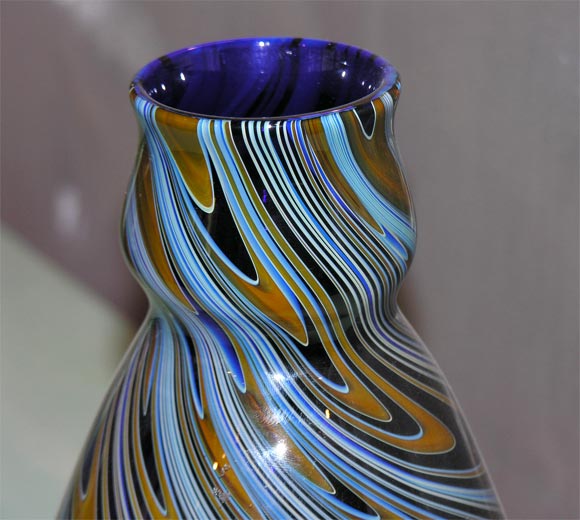 Late 20th Century Colored glass vase by Charles Lotton