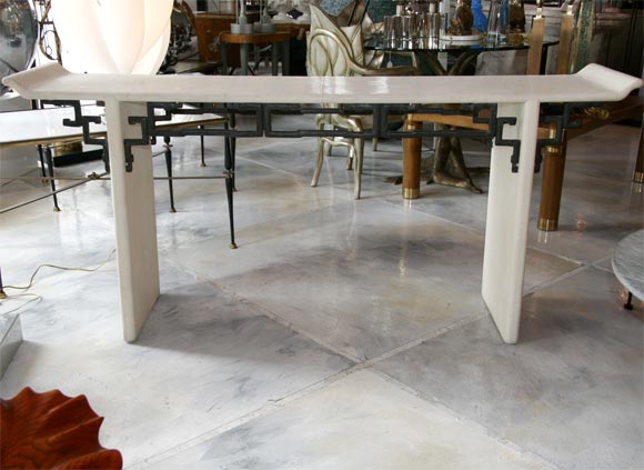 Rare White Maitland-Smith Shagreen Console