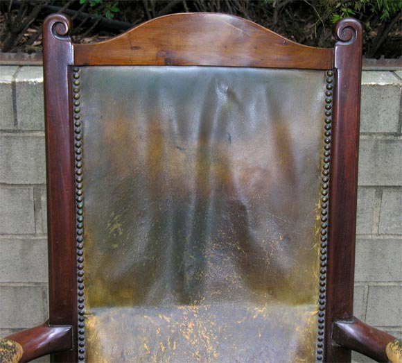 18th c. Scottish Partner's Desk Chair in Original Leather 1