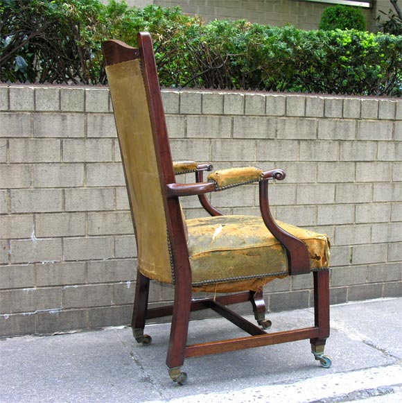 18th c. Scottish Partner's Desk Chair in Original Leather 2