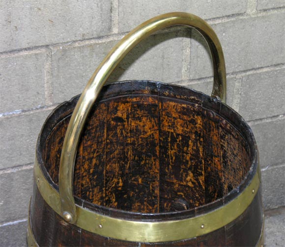 19th c. English Oak and Brass-Banded Pickling Barrel