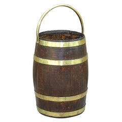19th c. English Oak and Brass-Banded Pickling Barrel