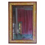English Oak and Reverse Painted Faux Marble Mirror