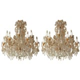 One of a Pair of Double-Beaded Chandeliers