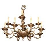 Elegant Continental/Baroque-Style 12-Arm Bronze Chandelier