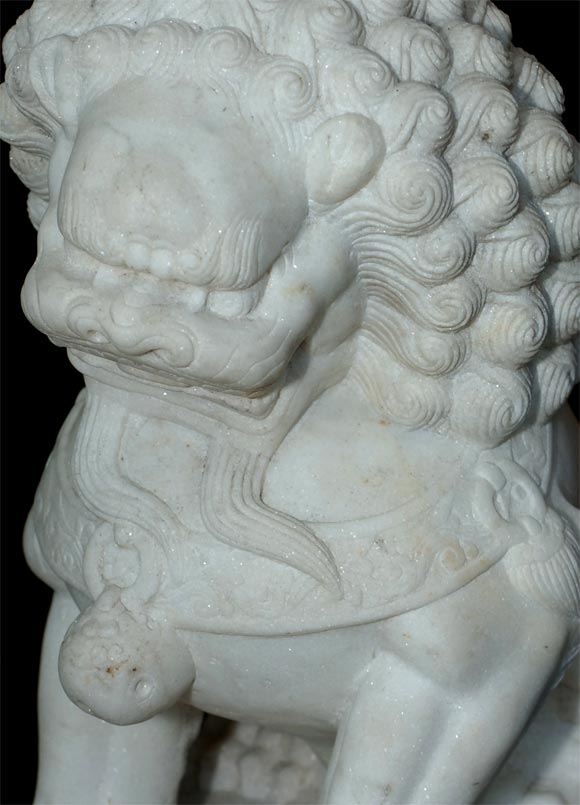 Pr. of 20th century Large White Marble Chinese Foo Dogs 1