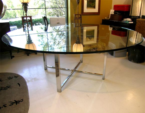 Late 20th Century Glass and Chrome Dining Table For Sale