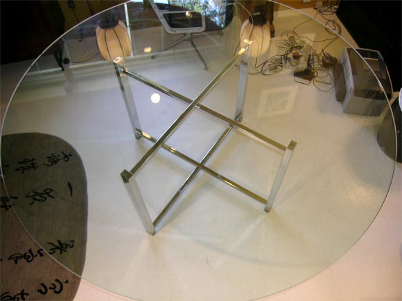 Glass and Chrome Dining Table For Sale 1