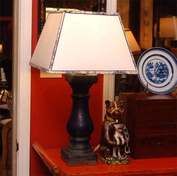 A Pair of Chinese Cobalt-Glazed Stoneware Baluster Lamps