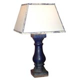 Antique A Pair of Chinese Cobalt-Glazed Stoneware Baluster Lamps