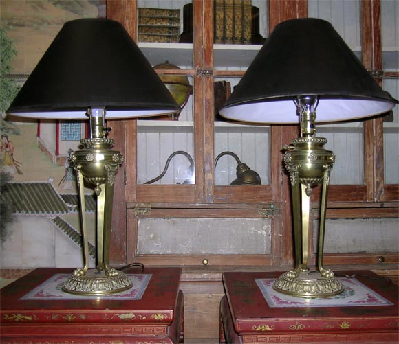 Pair of Bronze Lamps