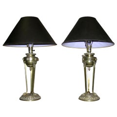 Antique Pair of Bronze Lamps