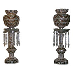 Antique Pair of Cut Glass Table Lamps