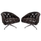 Pair of Leather Lounge chairs by Ward Bennett
