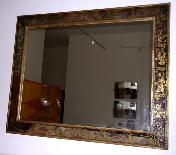 Chinoiserie reverse painted mirror
