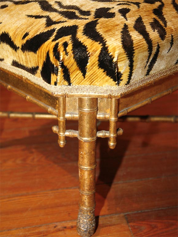 19th Century 19thc French Gilt Faux Bamboo Tabouret