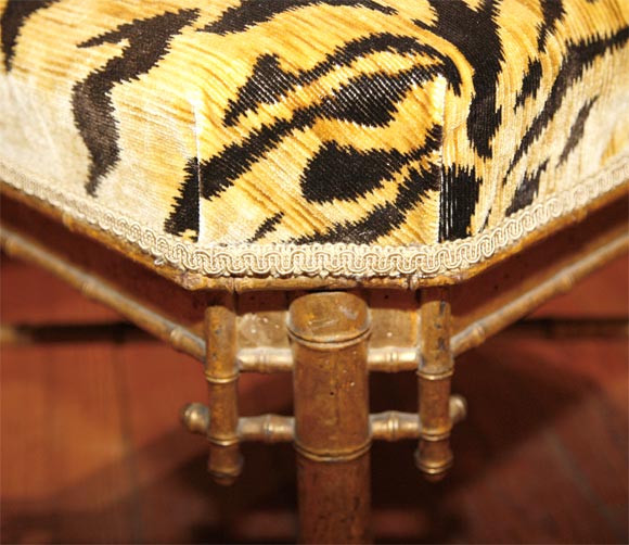 Giltwood 19thc French Gilt Faux Bamboo Tabouret